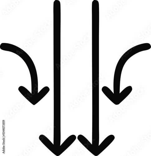 Incoming Attack or Landing Arrows Icon for Invasion and Descent Concepts