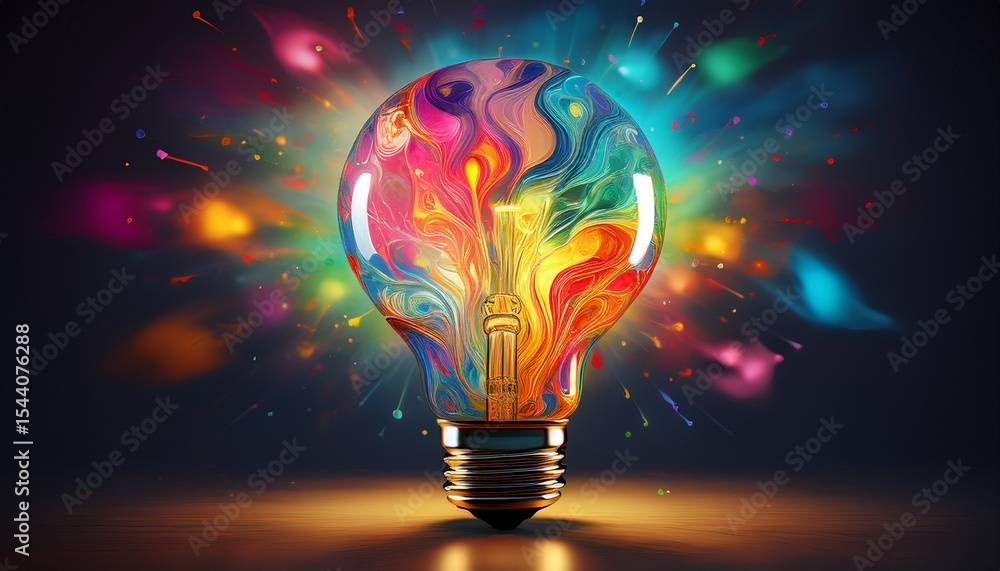 colorful lightbulb glowing bright idea innovation inspiration design art colorful lightbulb glowing bright idea innovation inspiration design art