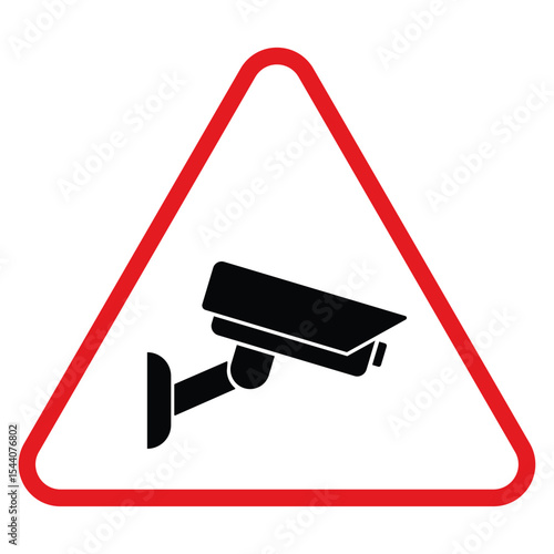 Security camera icon, video surveillance, cctv sign. Triangle indicating camera operation. Surveillance camera,monitoring, safety home protection system. Fixed CCTV, Security Camera Icon Vector.