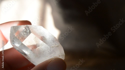 Crystal quartz on black background 