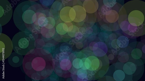 Colorful circles arranged in a dynamic pattern seem to be in motion on a dark background, creating a vibrant and abstract visual experience