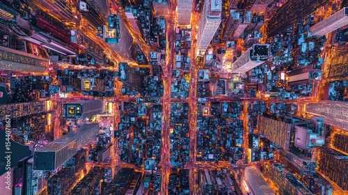 Wallpaper Mural Aerial View of Manhattan at Night: A Symphony of Lights and Cityscape Torontodigital.ca