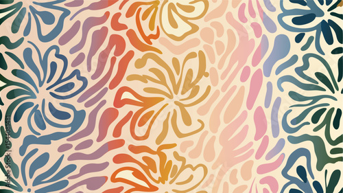 Abstract floral pattern with organic shapes and soft color gradients creating a calming background