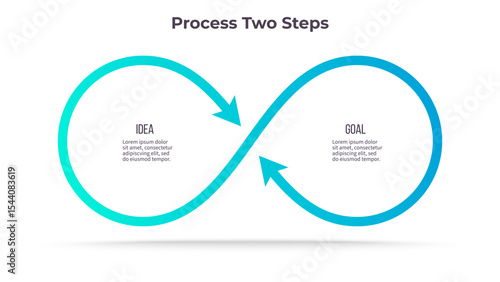 Business infographic template. Process chart with two options, steps. Vector chart.