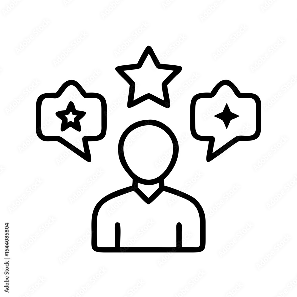 Person with star rating feedback and testimonials, customer satisfaction and experience concept Person with star rating feedback and testimonials, customer satisfaction and experience concept