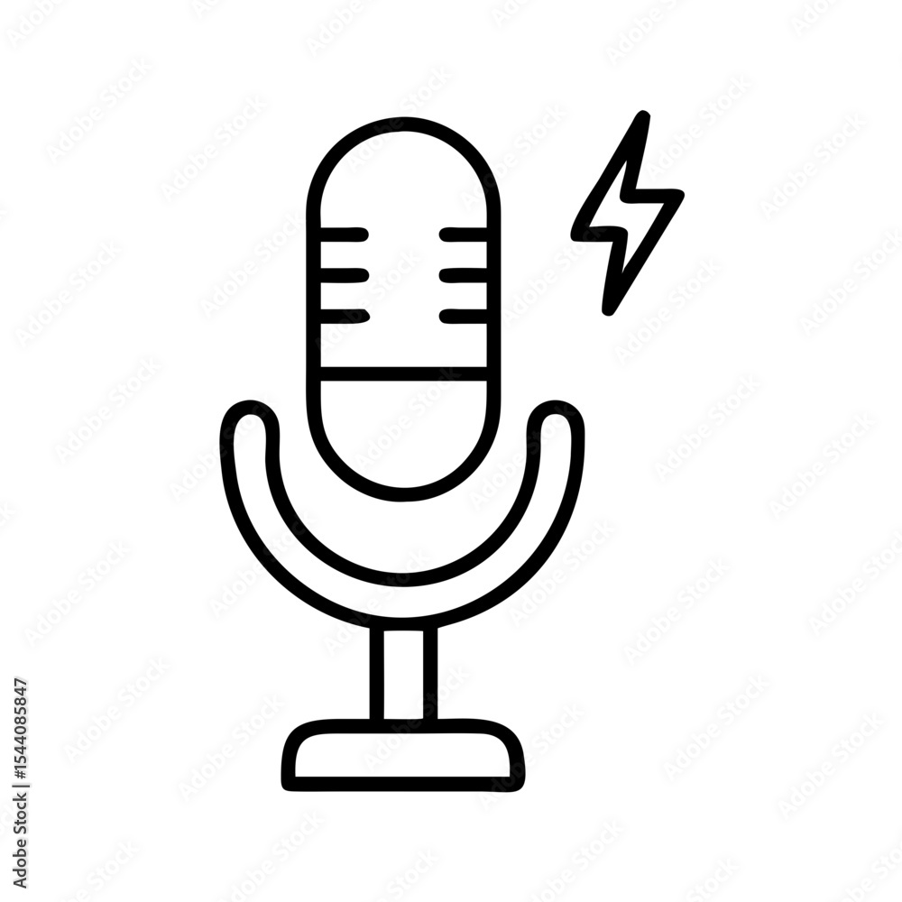 Podcast microphone vector icon for audio recording equipment and broadcasting studio design element illustration Podcast microphone vector icon for audio recording equipment and broadcasting studio design element illustration