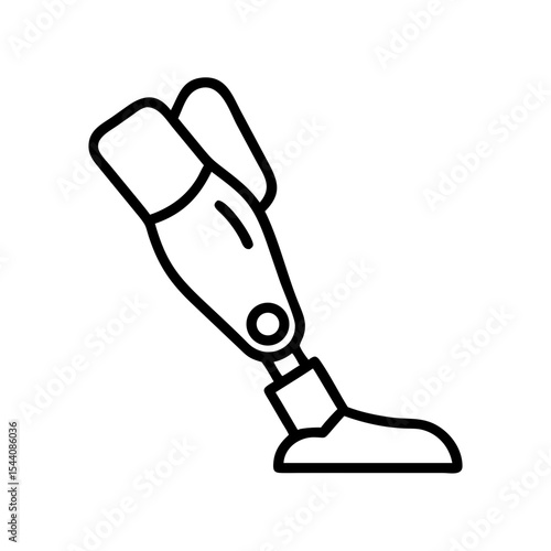 Prosthetic leg vector illustration, artificial limb outline icon, medical device and healthcare support system