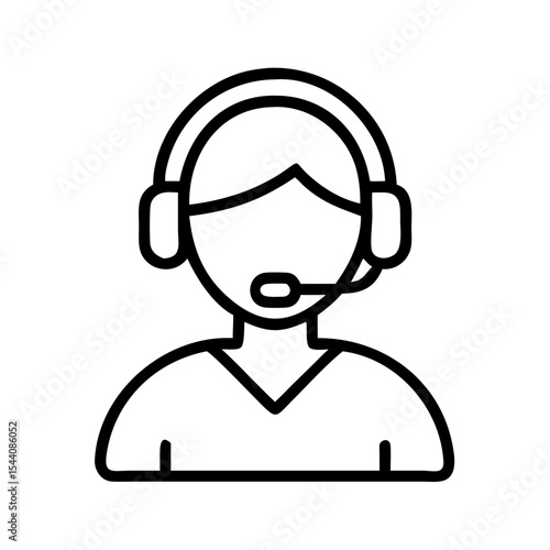 Customer service representative icon vector, call center agent, help desk support person outline graphic