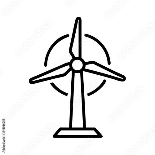 Wind turbine vector icon illustration, renewable energy windmills, sustainable power generation design