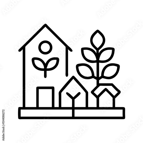 Farmhouse agriculture and organic farming vector icon for sustainable living and gardening design needs