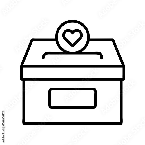 Donation box vector icon, charity and giving concept, fundraising and philanthropy outline graphic element