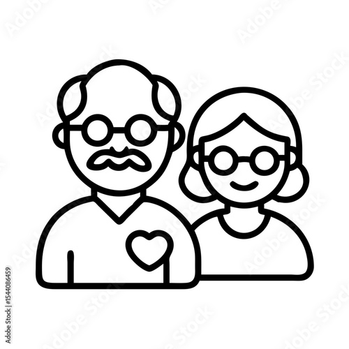 Illustration of elderly couple icon vector design representing family love and togetherness concept
