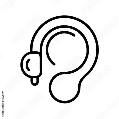 Hearing aid vector icon, assistive listening device for hearing loss and impairment assistance technology