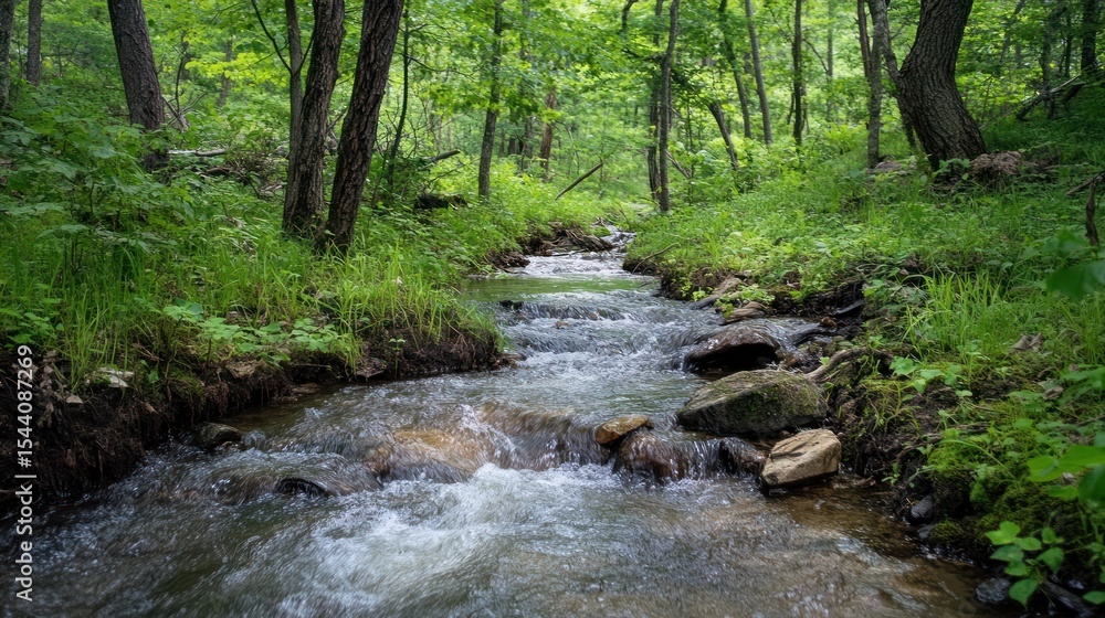 Obraz premium Lush forest stream