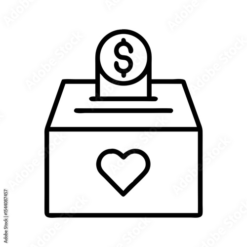 Donation box icon vector, charity and giving concept, fundraising symbol, money contribution vector icon