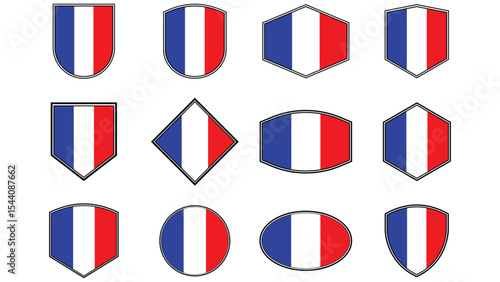 collection french flag badge logo vector illustration design