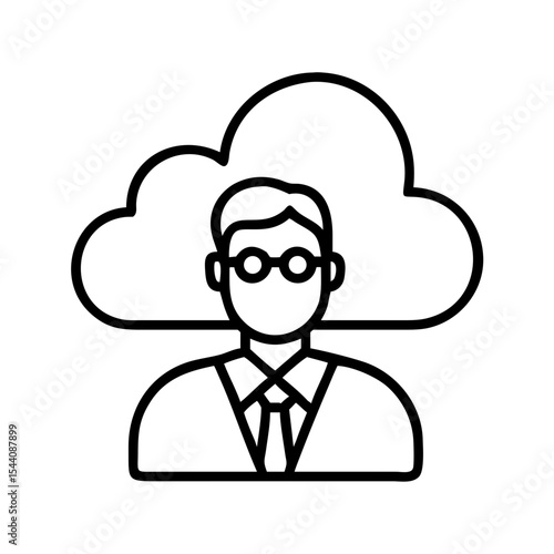 Cloud computing expert icon, it professional with cloud, cloud engineer, cloud architect vector icon