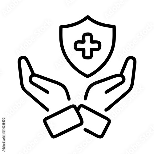 Health care protection insurance with hands and shield icon vector design illustration concept art