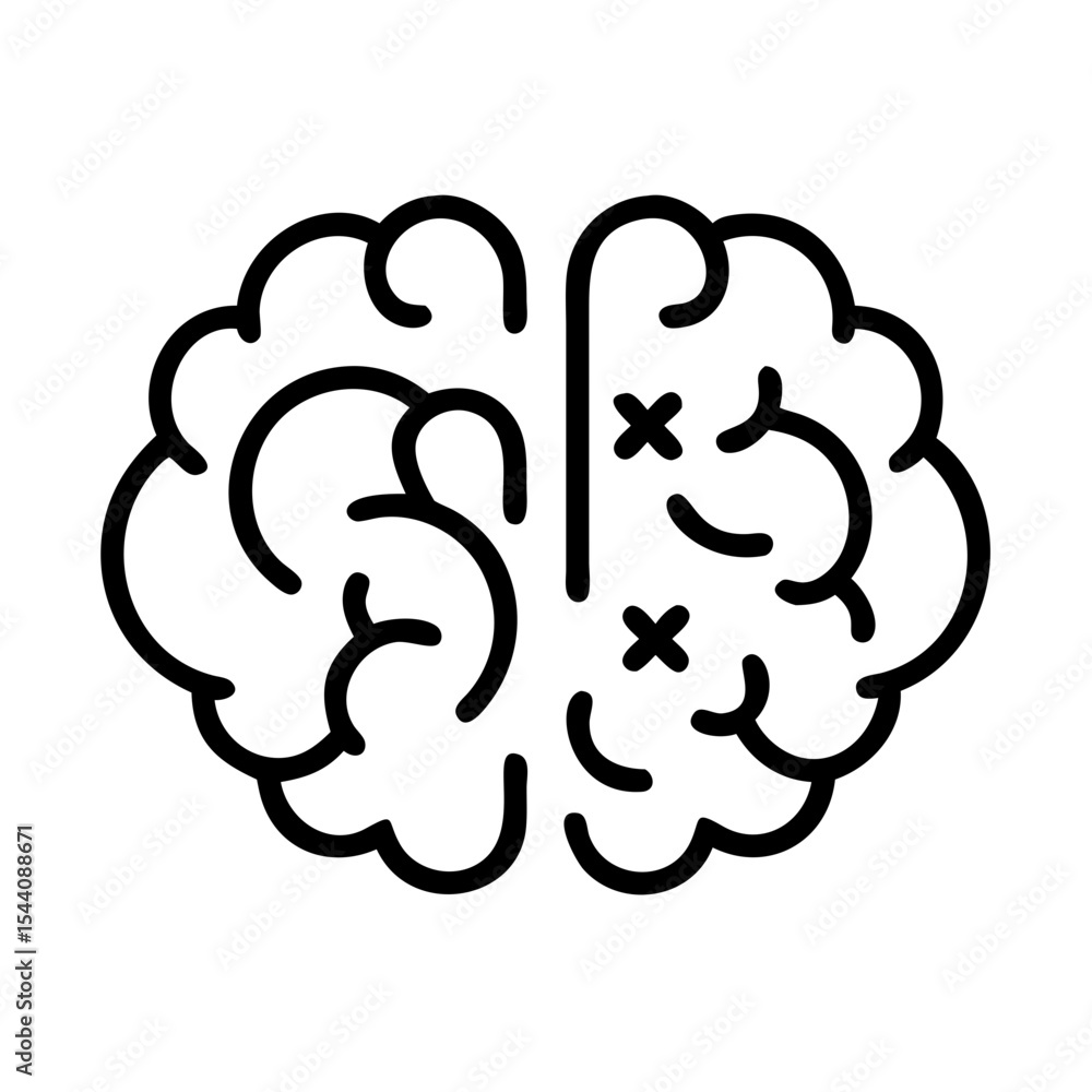 Brain damage illustration for mental health awareness, brain injury, and neurological disorder concept Brain damage illustration for mental health awareness, brain injury, and neurological disorder concept