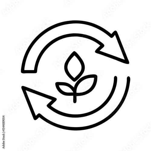 Recycle plant growth icon vector, eco friendly, sustainable development, circular economy, green energy