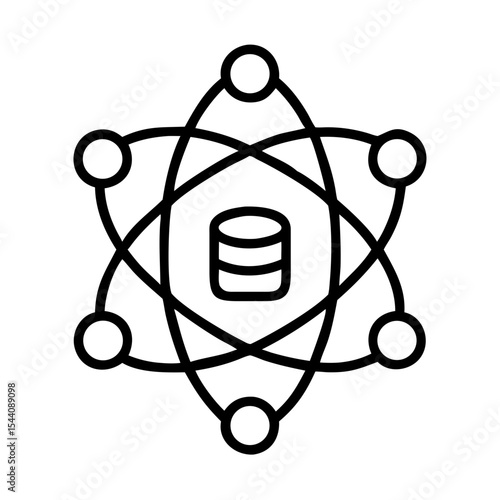 Database atom icon vector, data science structure, storage network connection, information system, ai 95