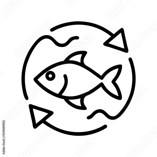 Fish farming aquaculture sustainable seafood production cycle with arrows in a circular motion icon