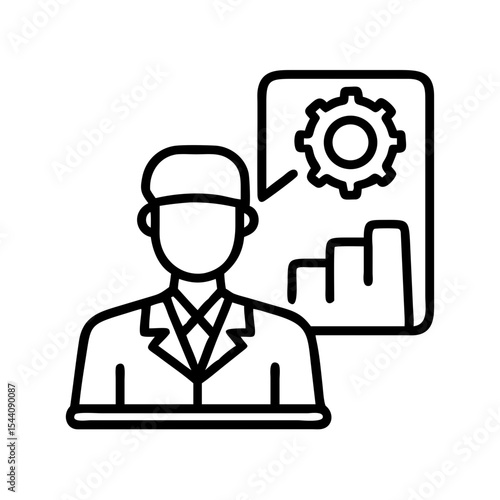 Business analysis presentation of financial growth chart and gear icon by a professional expert