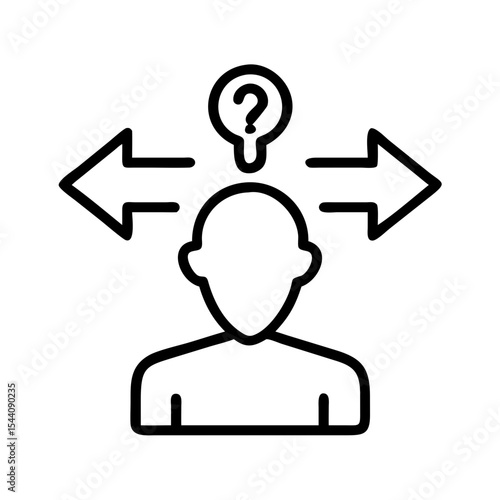Decision making process vector icon, choice dilemma, options, direction and confusion concept design
