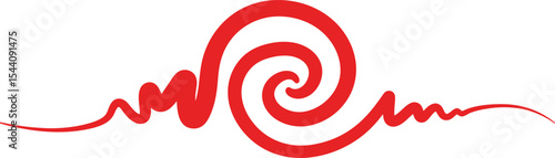 Red Swirl Line Art with Central Spiral AI Generative
