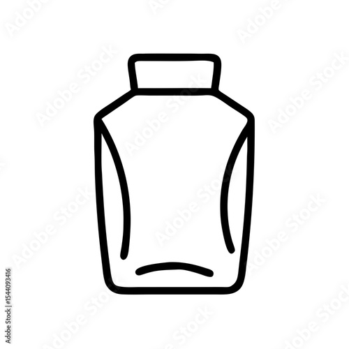 Stand-up pouch container in a minimalist design outline, icon, vector  