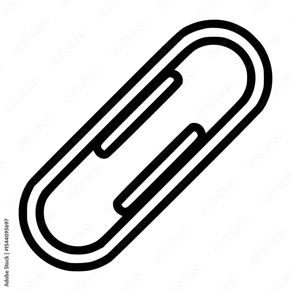 Simple vector design of a paper clip in black outline style Simple vector design of a paper clip in black outline style