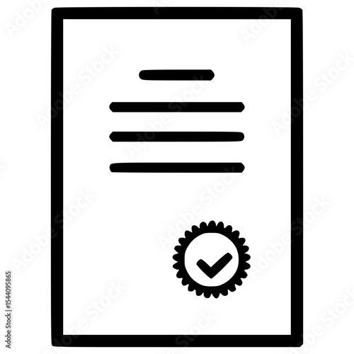 Document illustration featuring a check mark and seal for authenticity