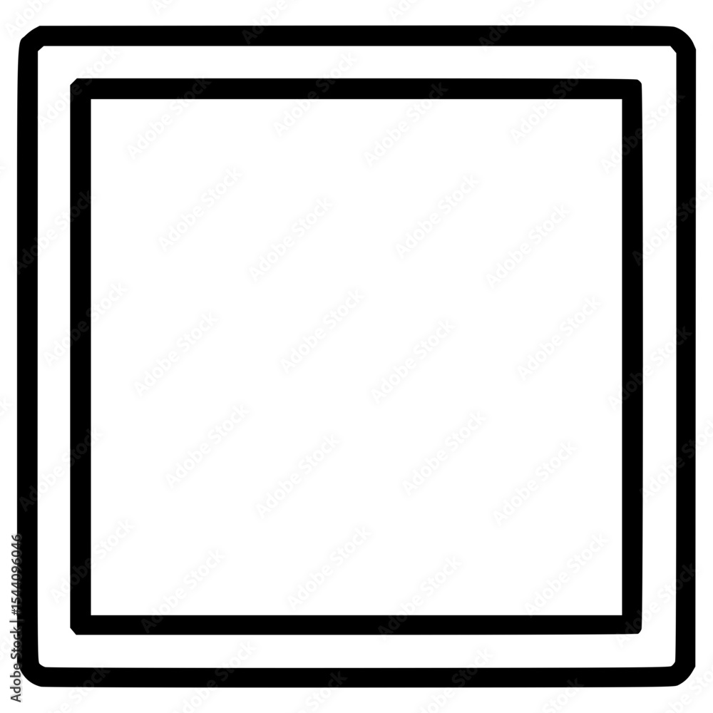 Simple black outline of a square shape with thick border design Simple black outline of a square shape with thick border design
