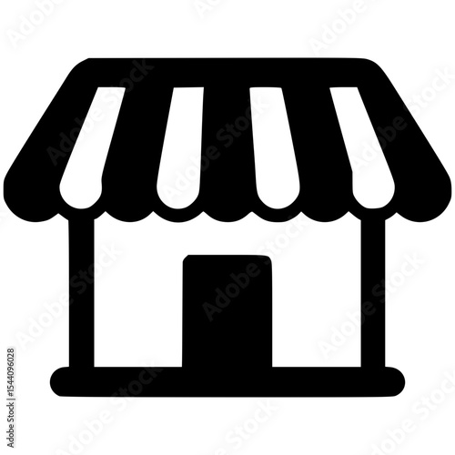 Simple vector illustration of a storefront with a striped awning