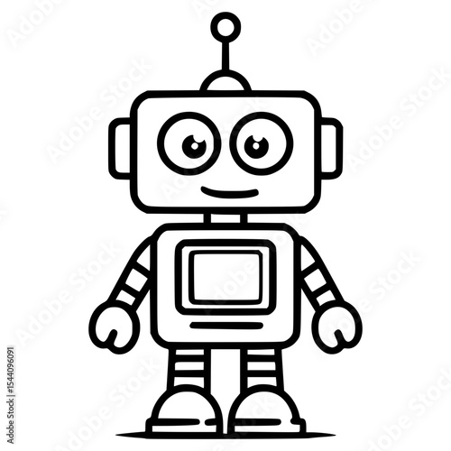 Friendly robot character in a simple vector style design