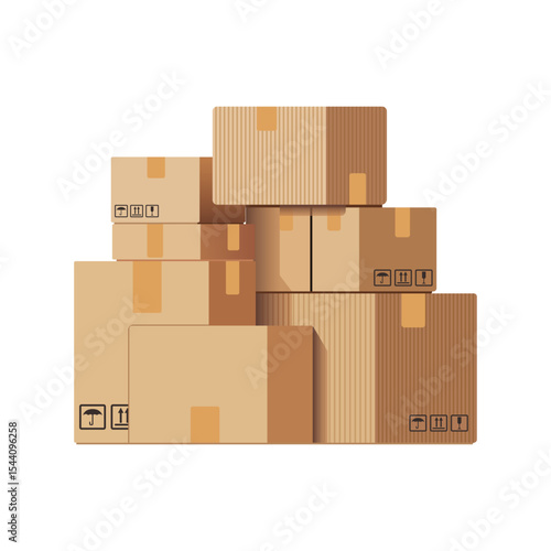 Pile of cardboard box illustration vector