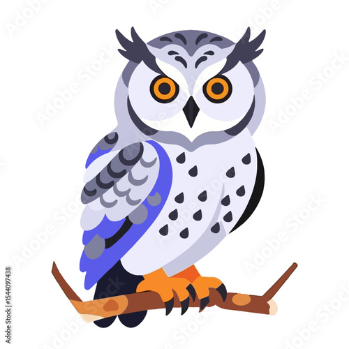 Cute Cartoon Owl Illustration- Adorable Owl Perched on Branch- Vector Art of a Wise Owl- Perfect for Kids & Nature Lovers- Download Now for Creative Projects