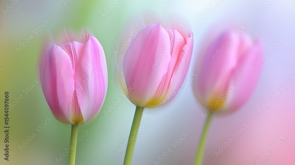 Fototapeta premium Delicate pink tulips in soft focus.
