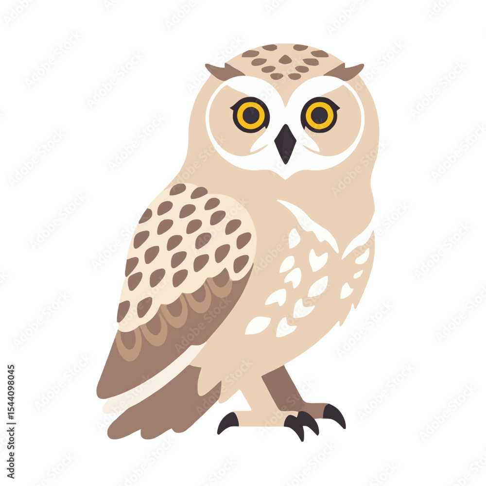 Obraz premium Cute Owl Vector Graphic-Isolated Bird Illustration-Educational Animal Clipart-Wildlife Design Element-Ideal for Kids Projects and Nature Inspired Art-Unique Bird Icon
