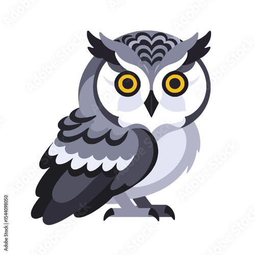 Cute Owl Vector Illustration - Adorable Cartoon Owl Design with Big Eyes - Perfect for Kids' Books and Educational Materials - Wildlife Illustration for Nature Lovers
