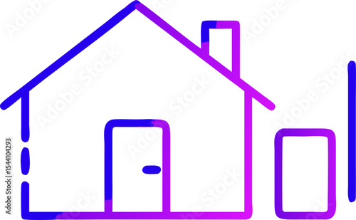 Blue Purple Gradient House Silhouette Icon home