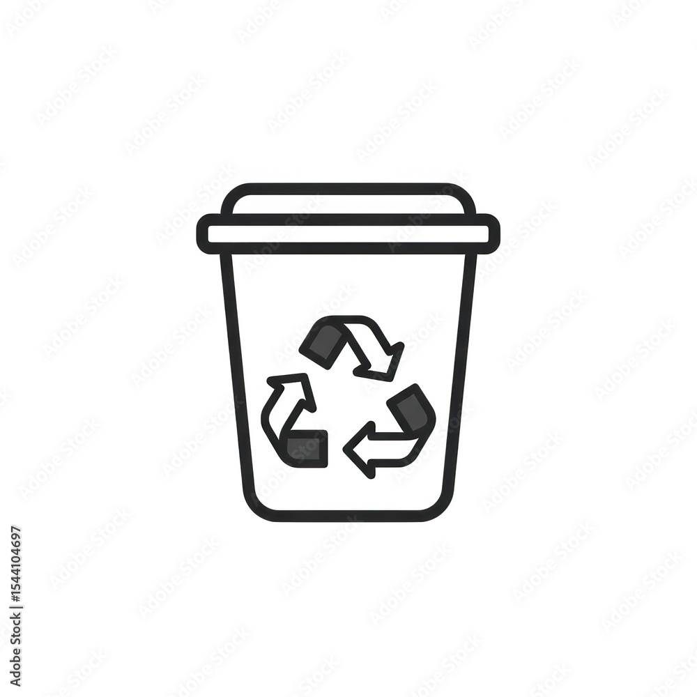 Recycle bin icon with recycling symbol isolated on transparent background Recycle bin icon with recycling symbol isolated on transparent background