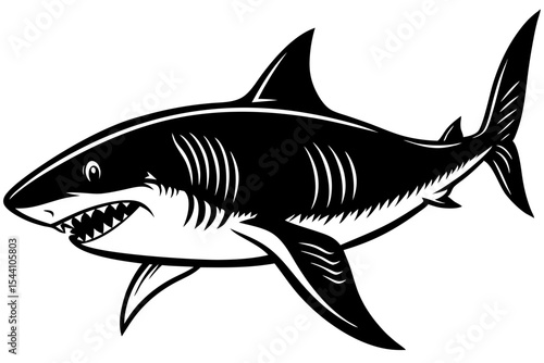 Great white shark vector illustration isolated on white, a predatory marine animal
