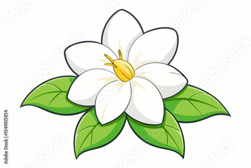 Isolated on white, a beautiful white and yellow frangipani flower with delicate petals blooms, showcasing its tropical beauty in close-up