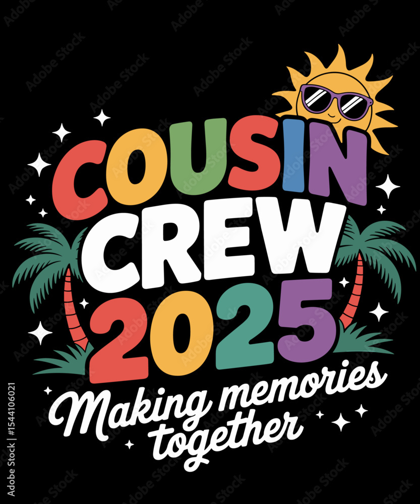 Fototapeta premium Cousin Crew 2025 Summer Vacation Beach Family Trips Matching