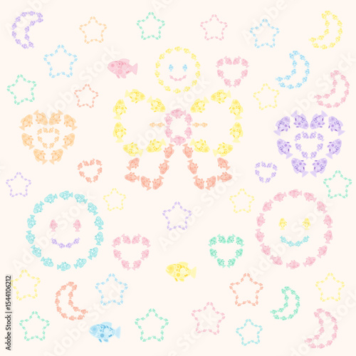 Soft and Gentle Wrapping/Web Material with Fish Motifs