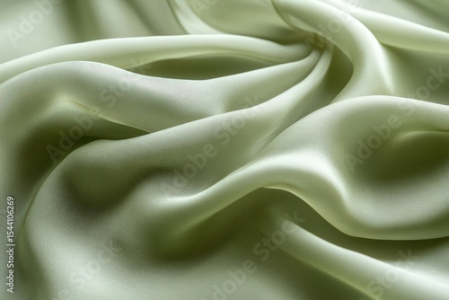 Close-up view of flowing sage green fabric.