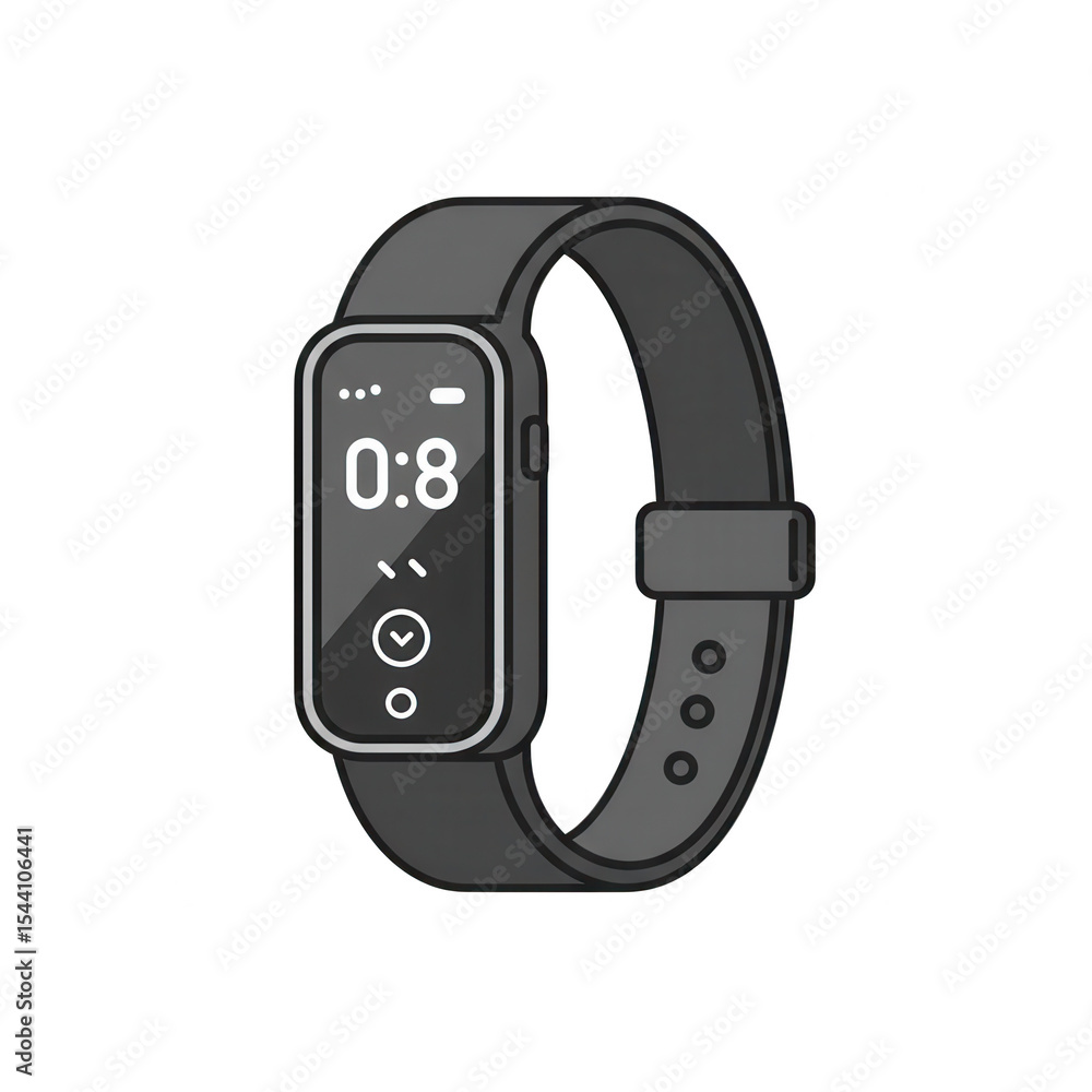 Modern smartwatch design illustration isolated on transparent background Modern smartwatch design illustration isolated on transparent background