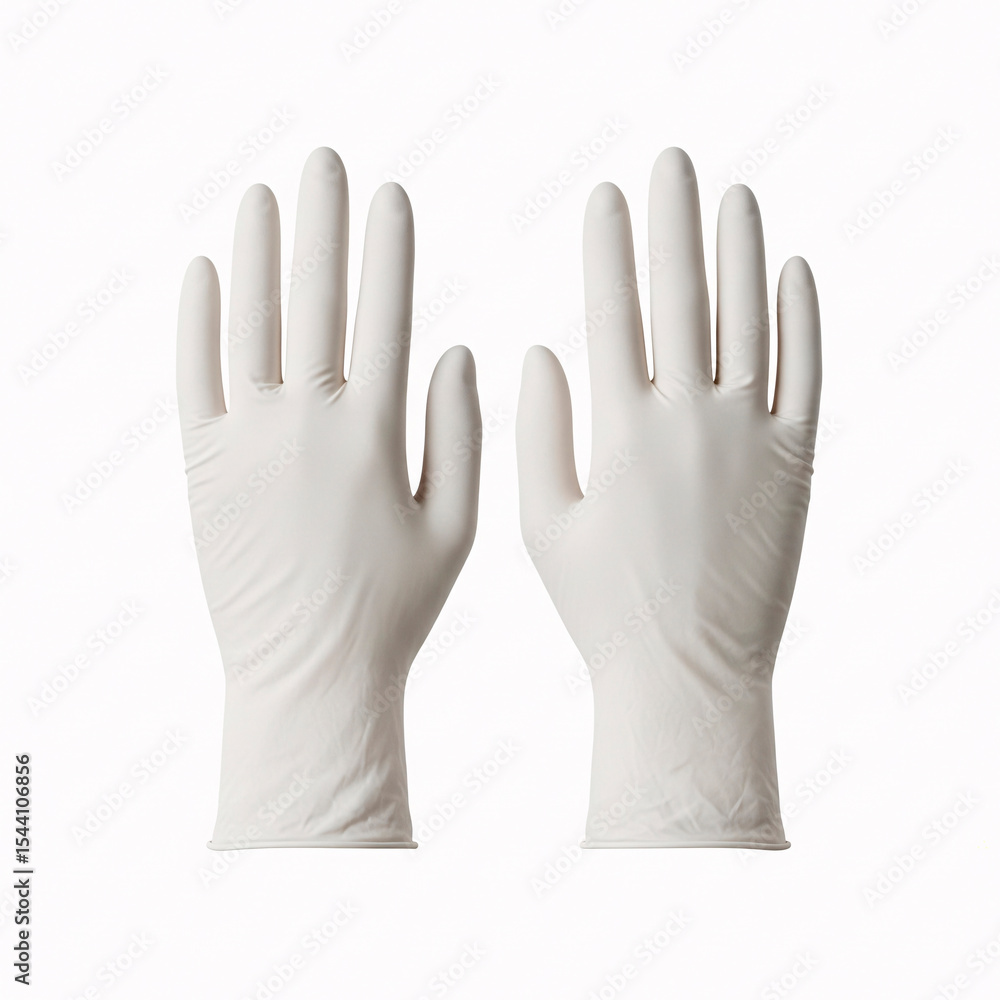 Obraz premium White medical gloves isolated on white background. 3d rendering