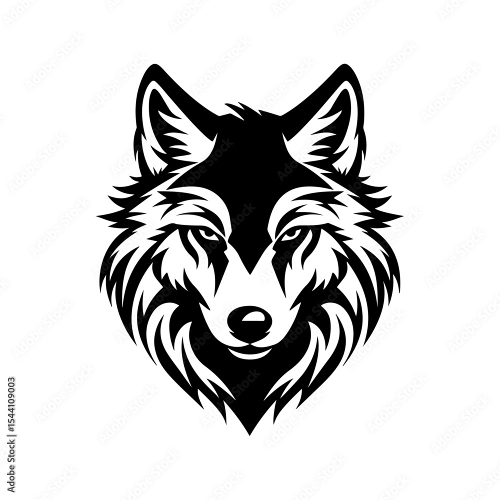 Naklejka premium A stylized wolf head is isolated on white background